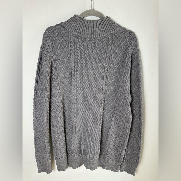 Paul Jones Gray Cable Knit Quarter Zip Pullover Sweater Fisherman Men's Size XL - Picture 4 of 8